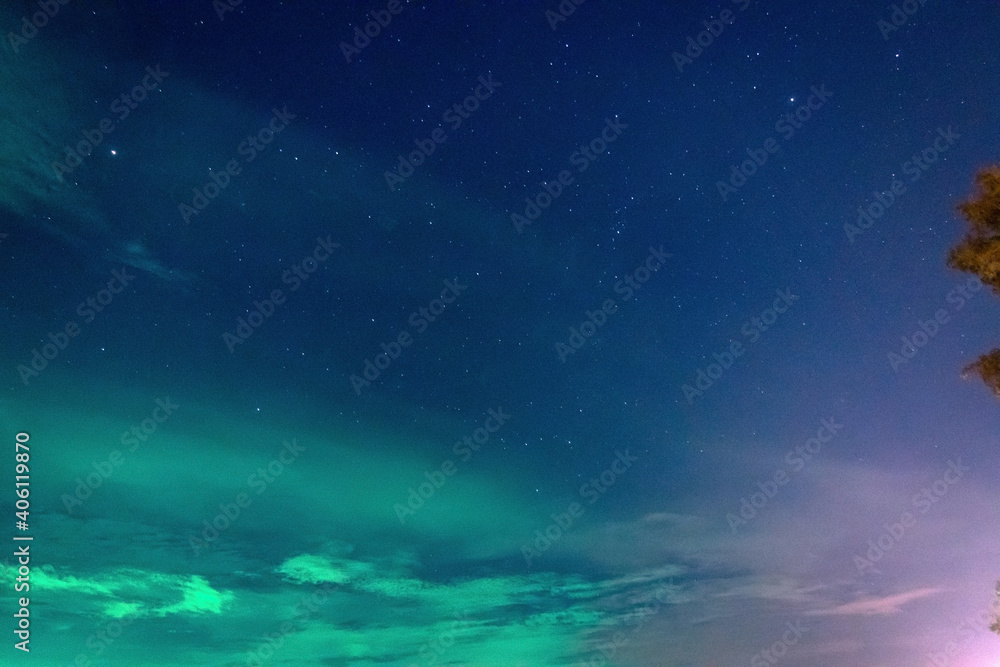 Fototapeta premium Beautiful sky at night with long exposure for smooth flowing nature.