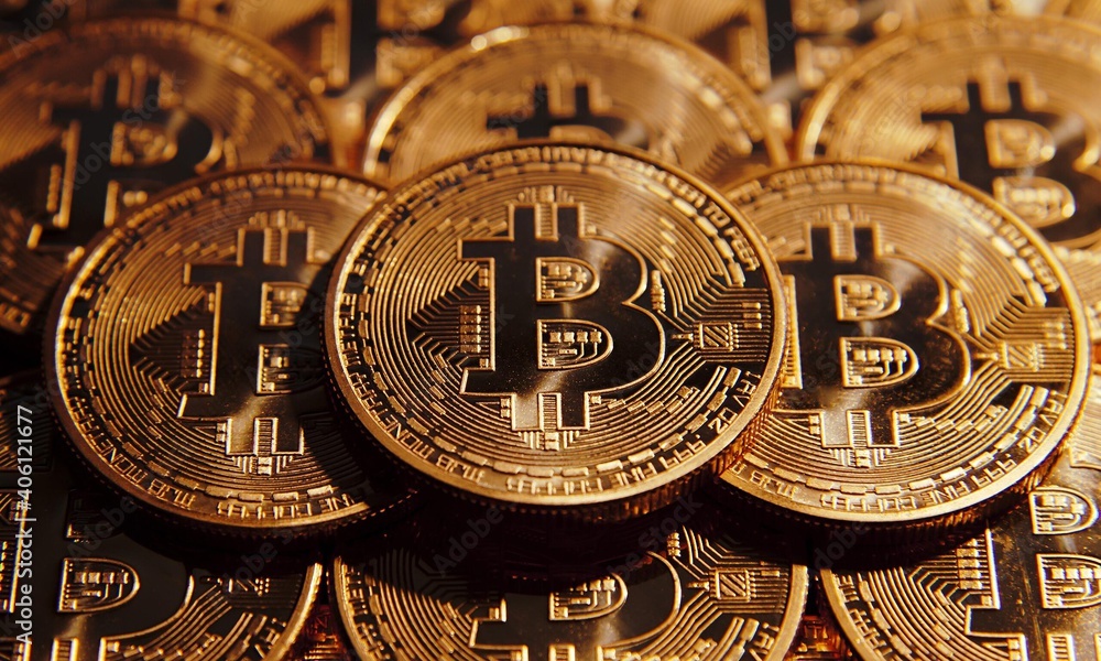 bitcoin coins background close up 