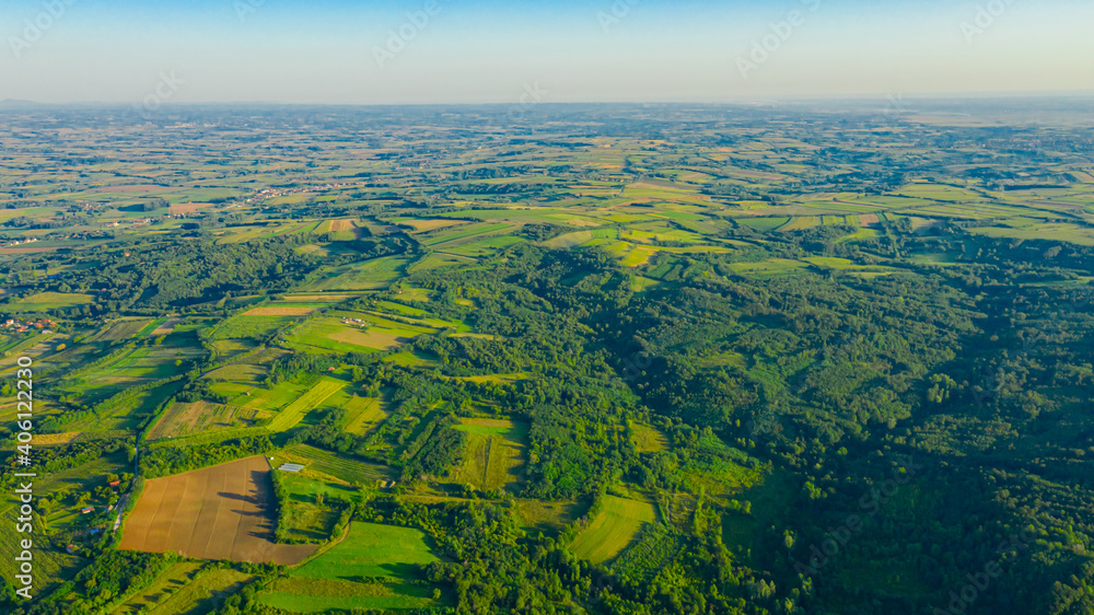 Aerial view of over green landscape