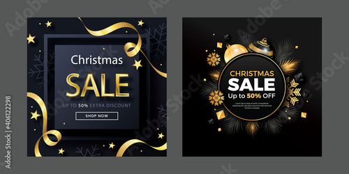 Christmas and Winter sale social media promotion post template. promo sale offer. summer super sell post