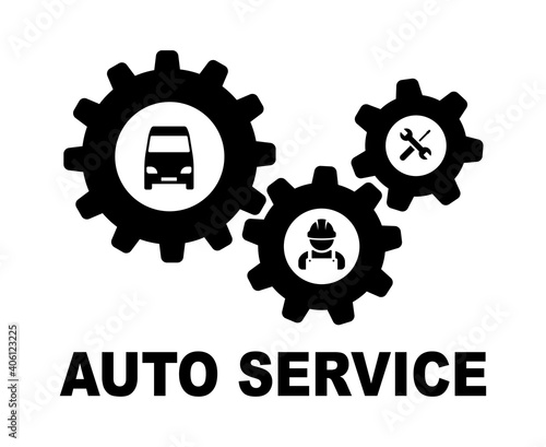 Car repair icon, auto service logotype. Vector illustration.