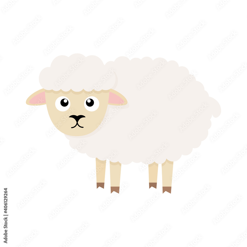 Cute sheep character. Cartoon farm animal. Vector illsutration isolated on white Cute sheep character. Cartoon farm animal. Vector illsutration isolated on white
