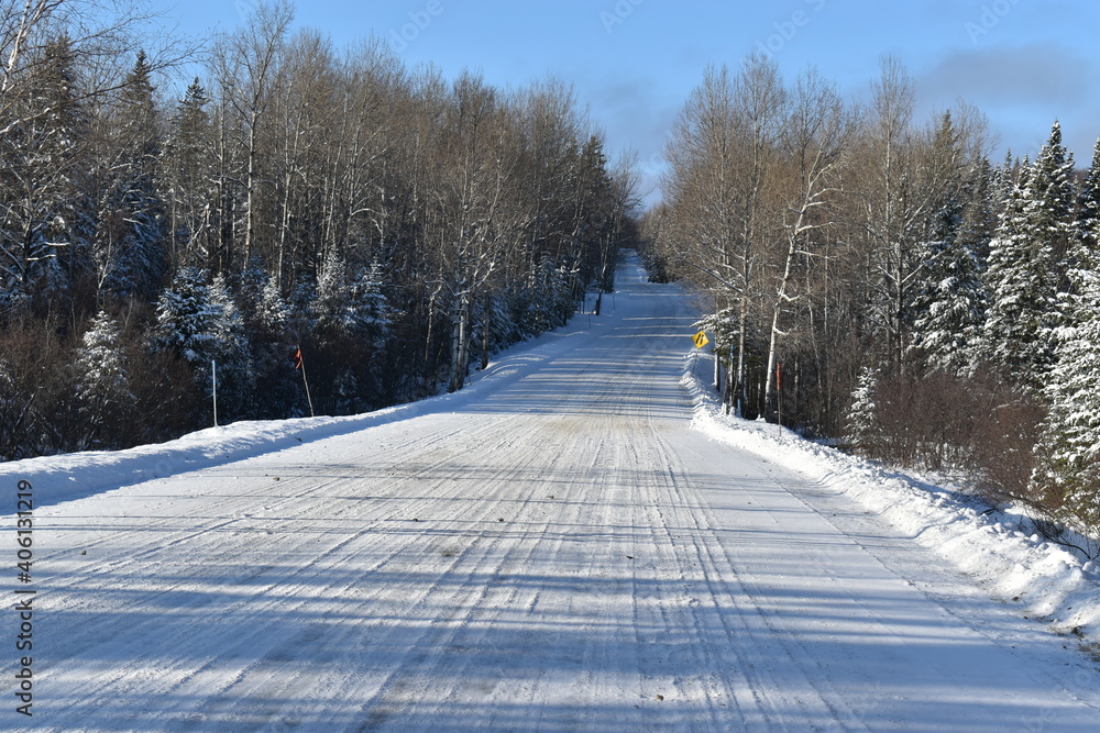 The road to Sainte-Lucie in winter, Québec