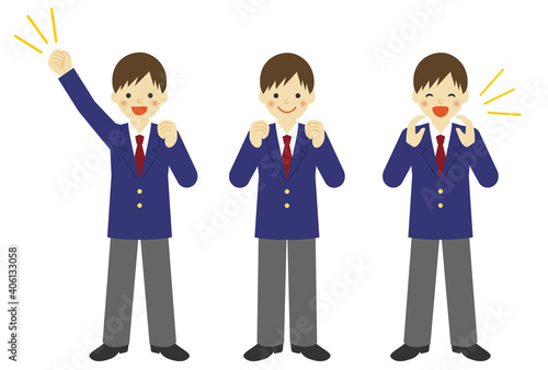 応援する制服の男子生徒 / vector eps