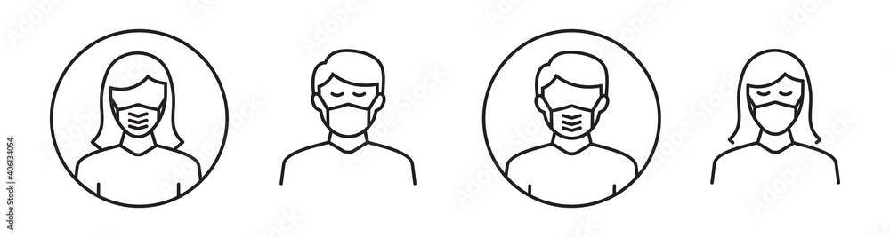 Man and Woman wear medical face protection mask. sickness protection, disease, allergies, pollution business concepts, 