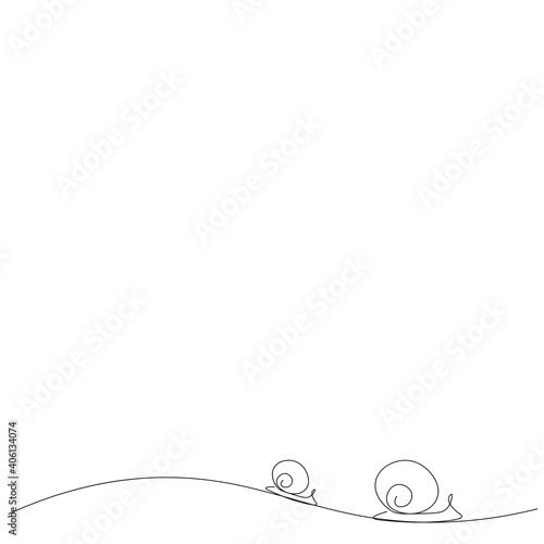 One line drawing snail animal silhouette icon. Vector illustration