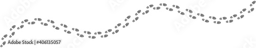 footprints shoe sole tracking path on white background, Shoes trail track vector illustrations 