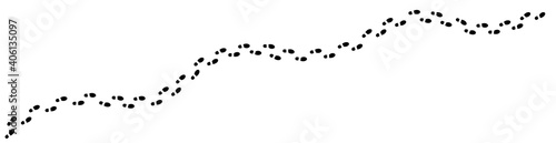Human footprints tracking path on white background, Shoes trail track vector illustrations 