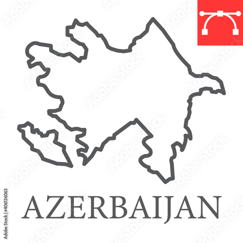 Map of Azerbaijan line icon  country and geography  azerbaijan map sign vector graphics  editable stroke linear icon  eps 10.