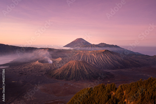 Sunrise at Mount Bromo volcano in East Java, Indonesia