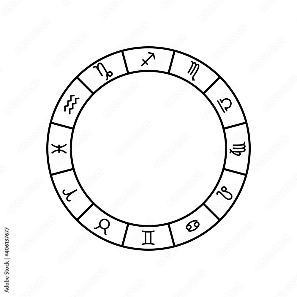 circle with zodiac signs, vector