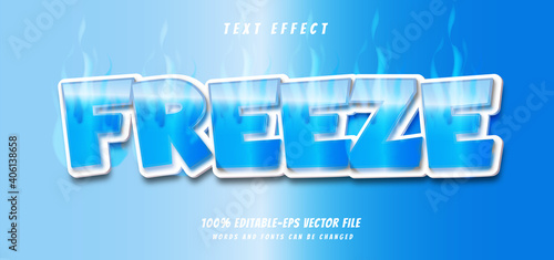 freeze text effect design vector
