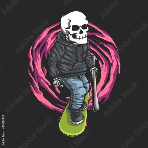 Skull skateboard vector illustration