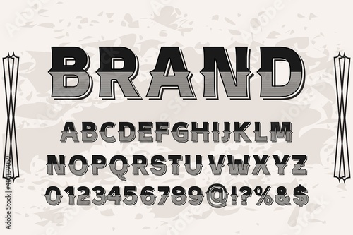 vintage typeface vector design, alphabet font, black style
