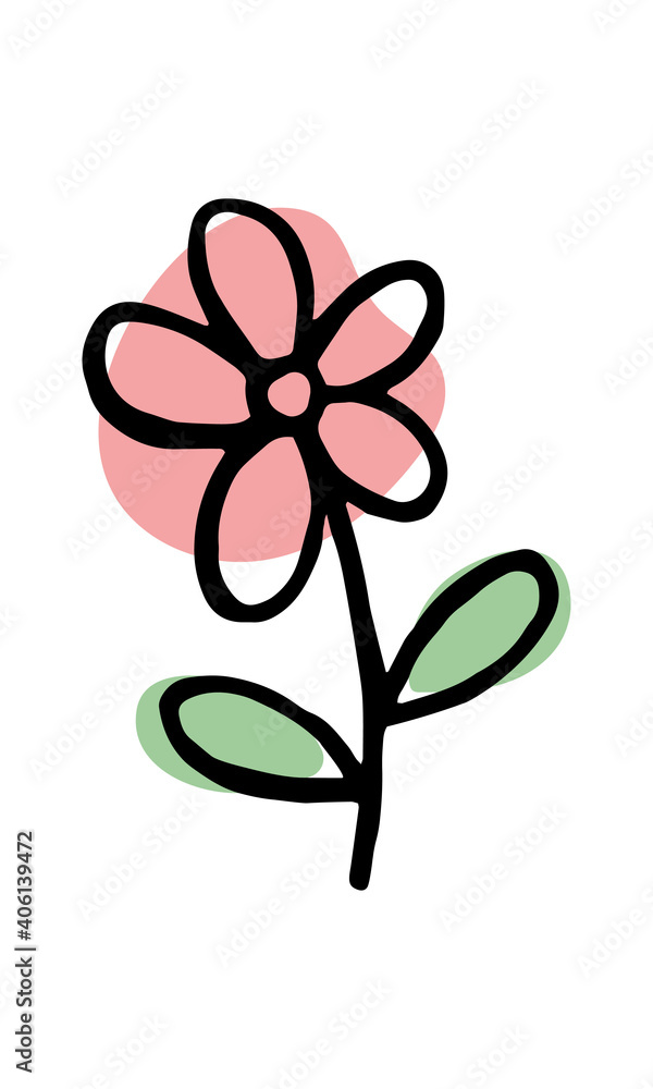 Hand-drawn flower isolated on white background. Vector illustration Hand-drawn flower isolated on white background. Vector illustration
