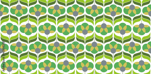 Murais de parede 70's retro seamless wallpaper pattern material / vector illustration