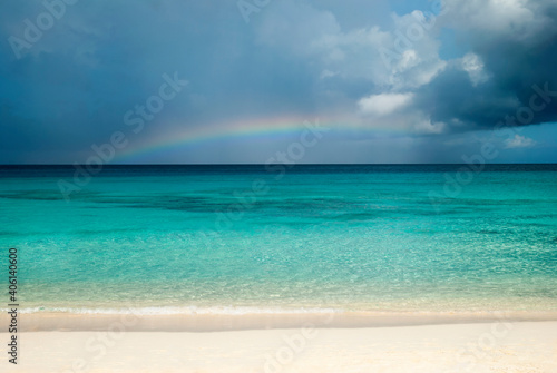 Grand Turk Island Beach With A Rainbow