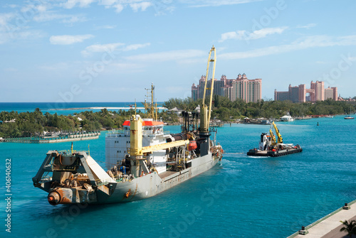 Industrial Ship Inside Nassau Harbour