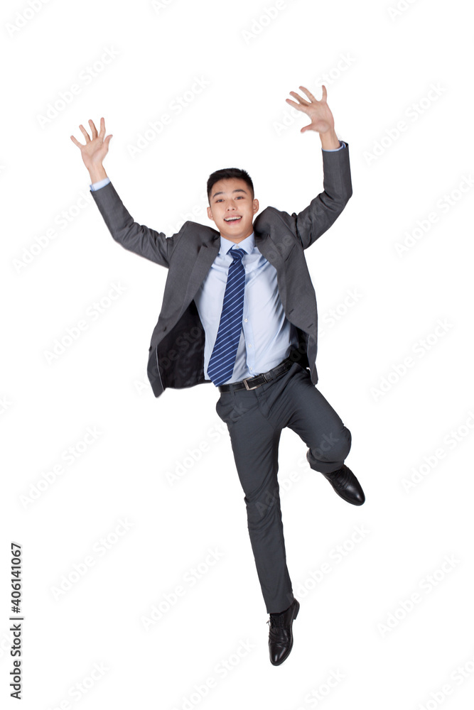 Portrait of a young business man jumanping Portrait of a young business man jumanping