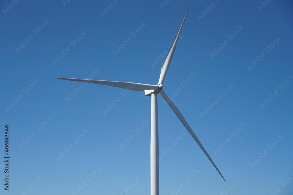 Wind turbines on mountain landsape. ecological power energy generation. Wind farm eco field.