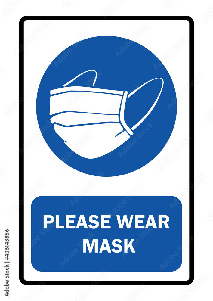 Safety mandatory label Please wear a mask Vector illustration Stock Vector Adobe Stock