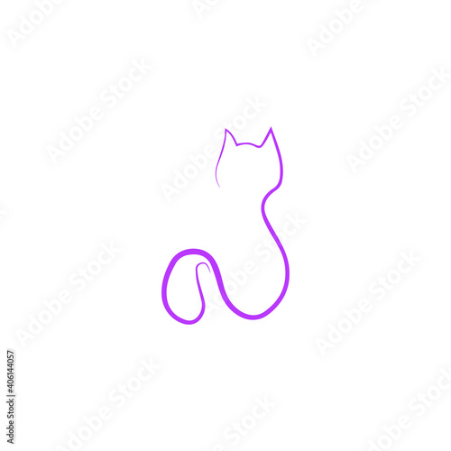 doodle abstract cat icon isolated on white, outline kids hand drawing art line sticker, sketch logo animal, vector stock illustration