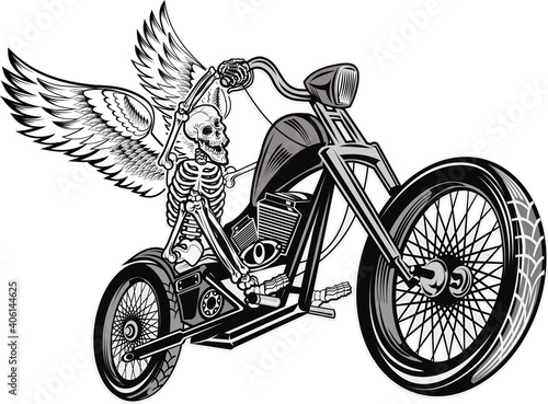 skeleton on motorcycle
