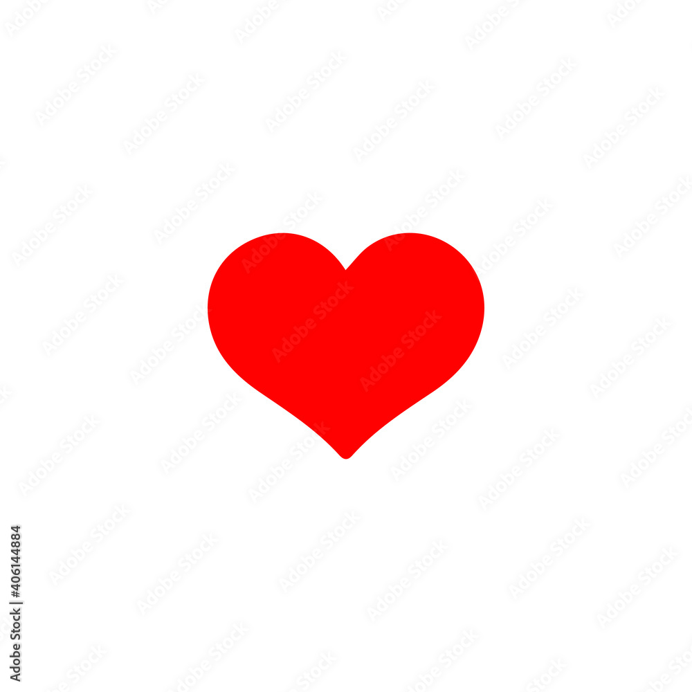 Logo heart illustration.Red heart design icon flat. Modern flat valentine love sign. Trendy vector hart shape, symbol for web site design, button to mobile app. Logo heart illustration.