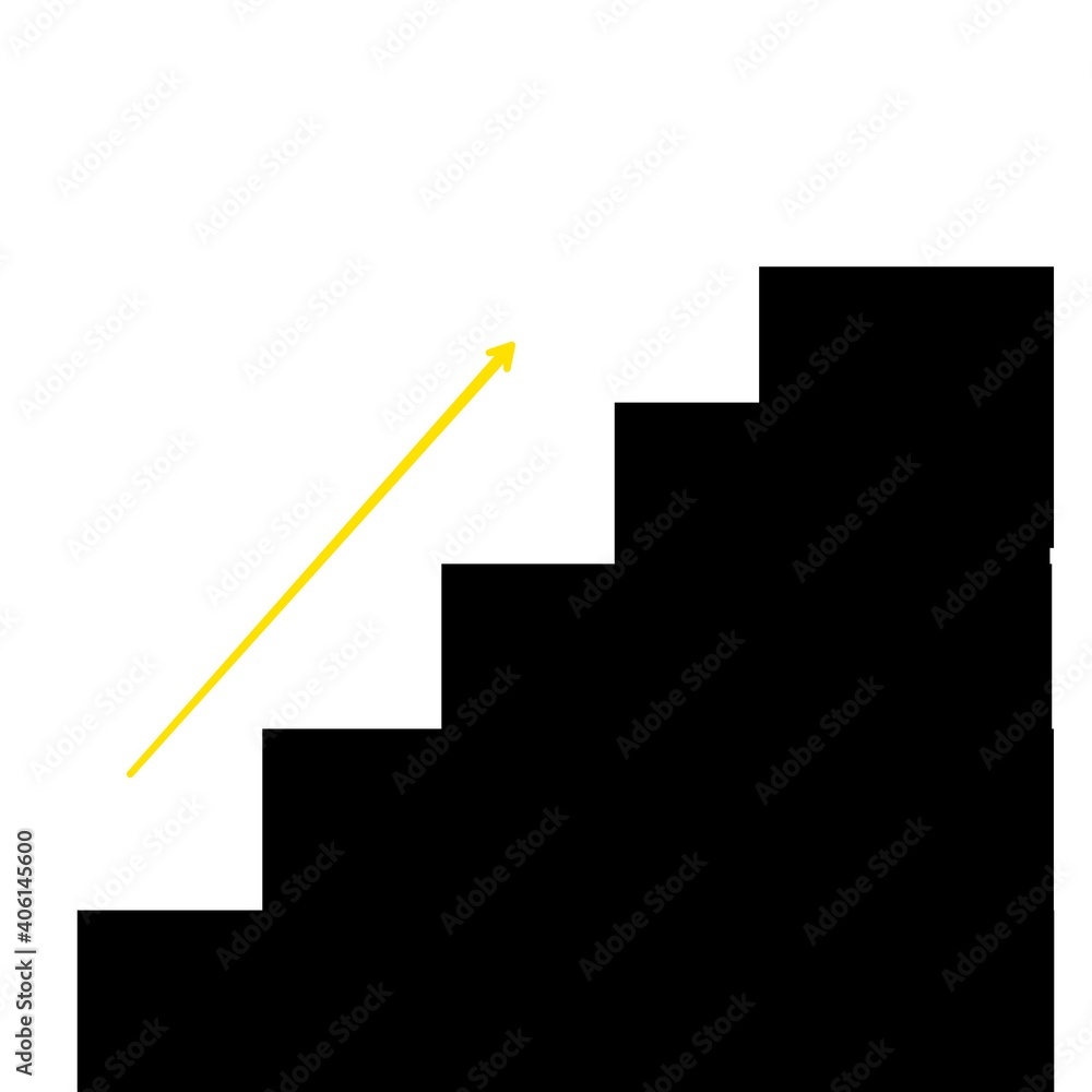 Steps with a ascending yellow arrow Steps with a ascending yellow arrow