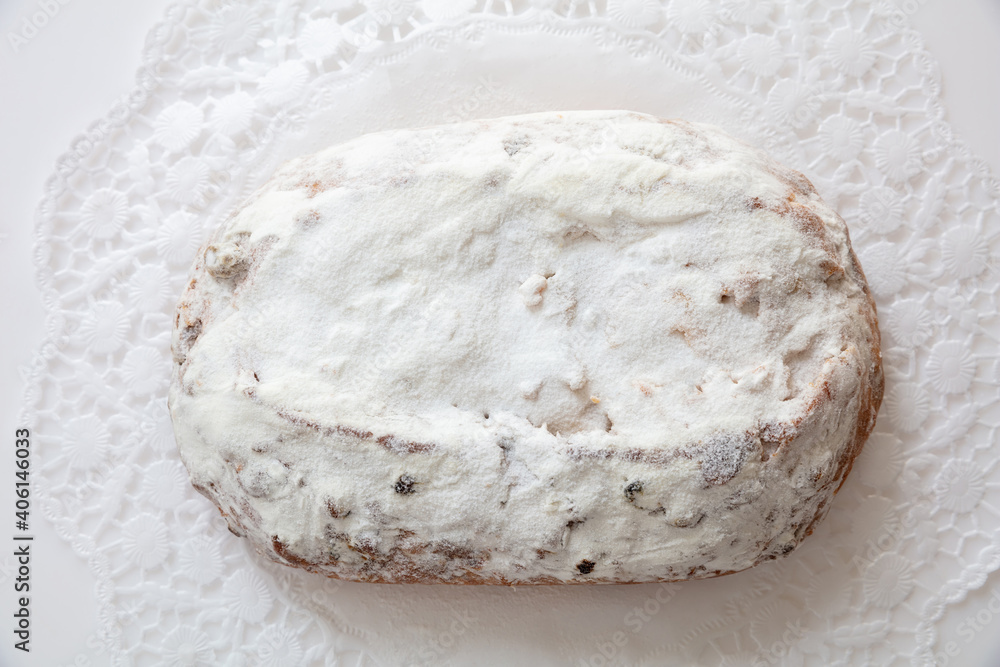 Christmas stollen fruit cake festive pastry dessert Christmas stollen fruit cake festive pastry dessert