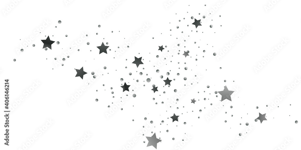 Naklejka Silver star of confetti. Falling stars on a white background.