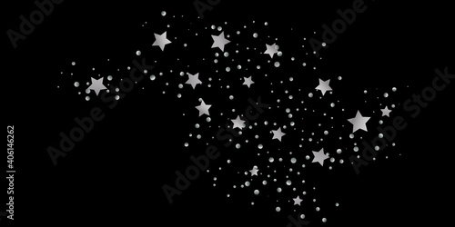 Silver star of confetti. Falling stars on a white background.