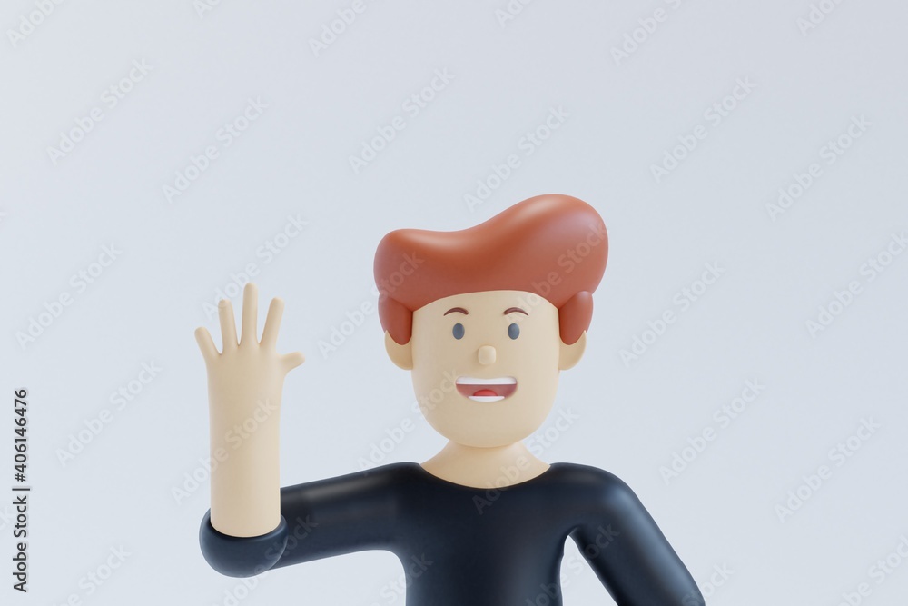 3D illustration character happy man isolated on white background