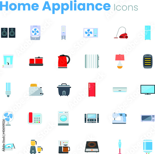 Home electric appliance icon set