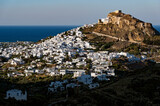 Distant view of Skyros town or Chora, the capital of Skyros island in Greece