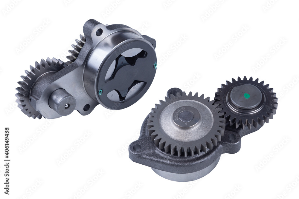 russian truck oil gear pump isolated on white background russian truck oil gear pump isolated on white background