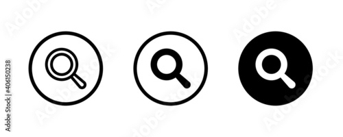 Search magnifier icon. Magnifying glass, Zoom, Loupe, icons button, vector, sign, symbol, logo, illustration, editable stroke, flat design style isolaated on white