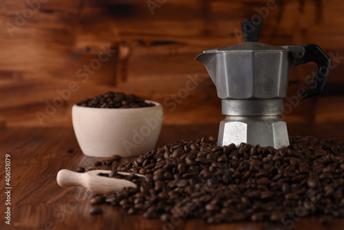 coffee beans and grinder
