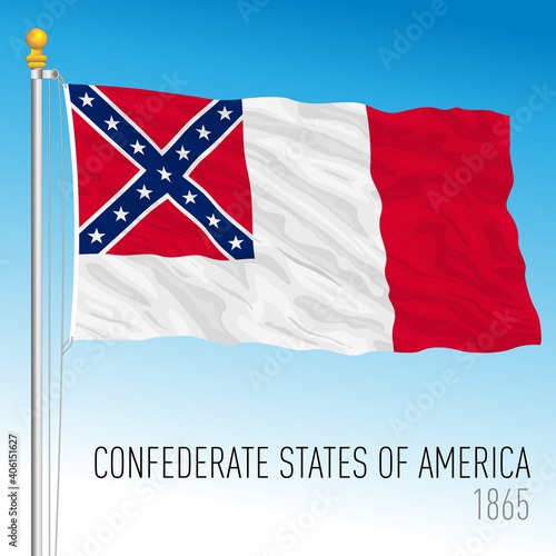 Confederate states historical flag, 1865, United States, vector illustration