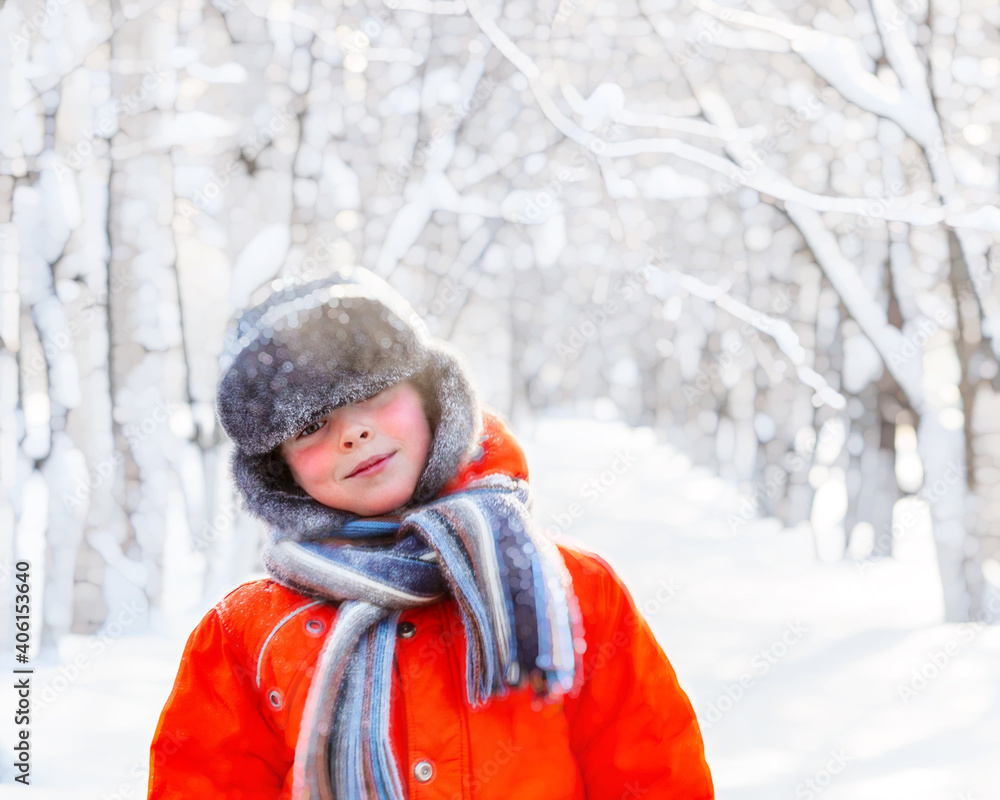 Little boy on a frosty day outdoors during winter holidays. Little boy on a frosty day outdoors during winter holidays.