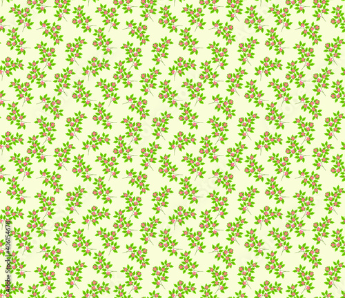 Vector seamless pattern with small blue, pink and yellow   flowers. Light floral background