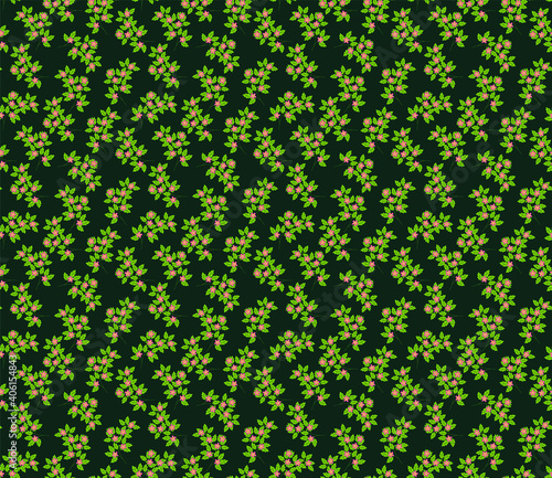 Vector seamless pattern with small blue, pink and yellow   flowers. Light floral background