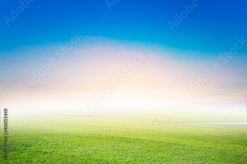 Meadow landscape and outdoor sky On a blurred background Abstract style