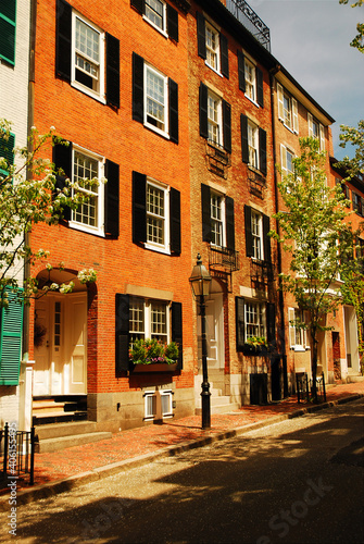 Historic homes in Boston's Beacon Hill neighborhood © kirkikis