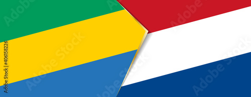 Gabon and Netherlands flags, two vector flags.