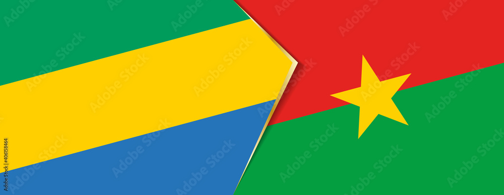 Gabon and Burkina Faso flags, two vector flags. Gabon and Burkina Faso flags, two vector flags.