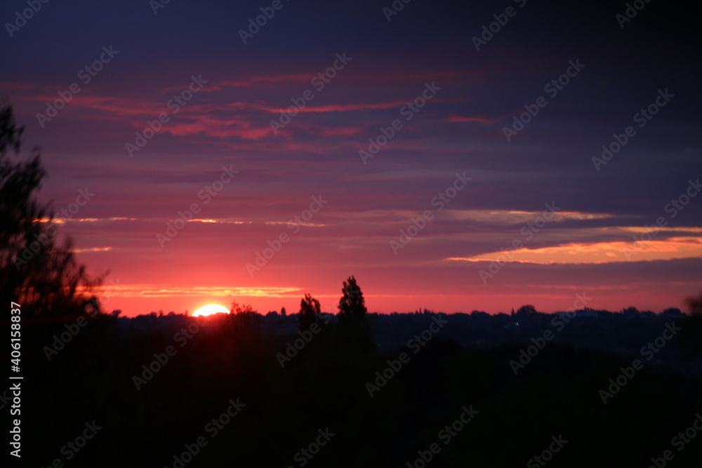 Sky, Sunset, Clouds, Red, Orange, London, dramatic view