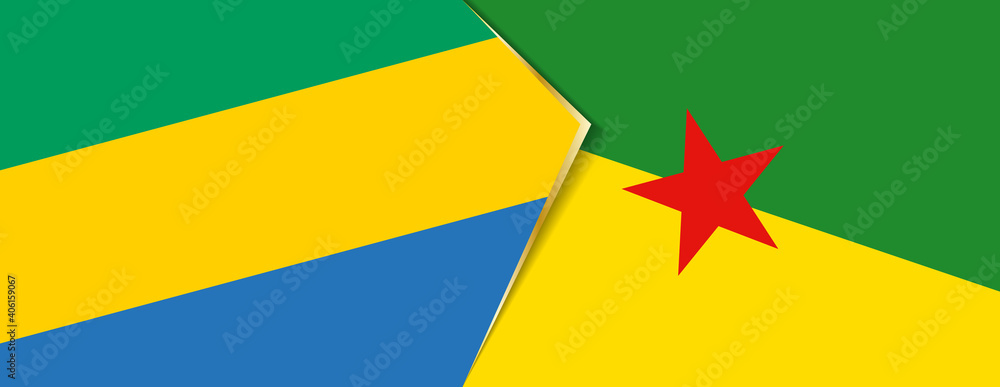 Gabon and French Guiana flags, two vector flags. Gabon and French Guiana flags, two vector flags.