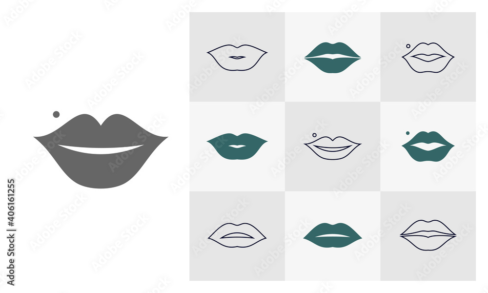 Set of Lip icon logo design vector template, Fashion icon concepts, Creative design Set of Lip icon logo design vector template, Fashion icon concepts, Creative design