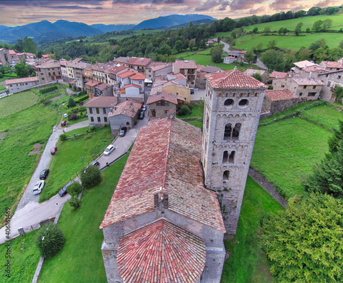 Aerial view in Mollo, Camprodon. Girona, Spain photo